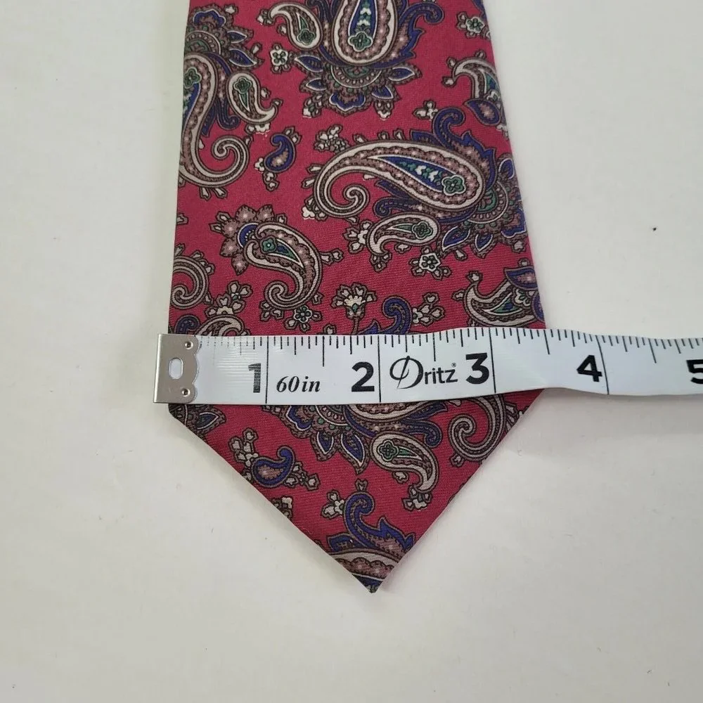 Golden House Custom Cravates Mens‎ Tie Silk Red Paisley Print Handmade